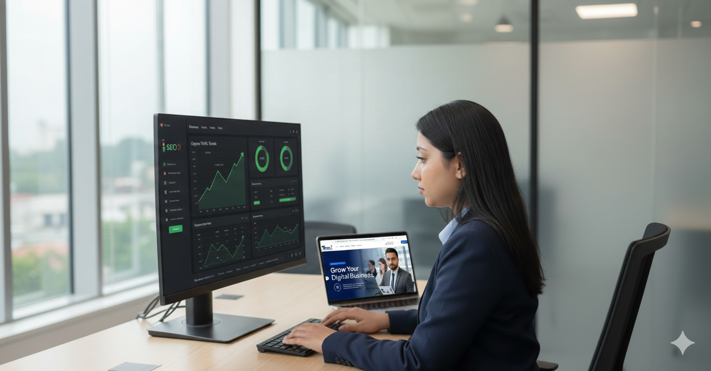 SEO analyst at Trend Web Technologies monitoring website performance and growth analytics