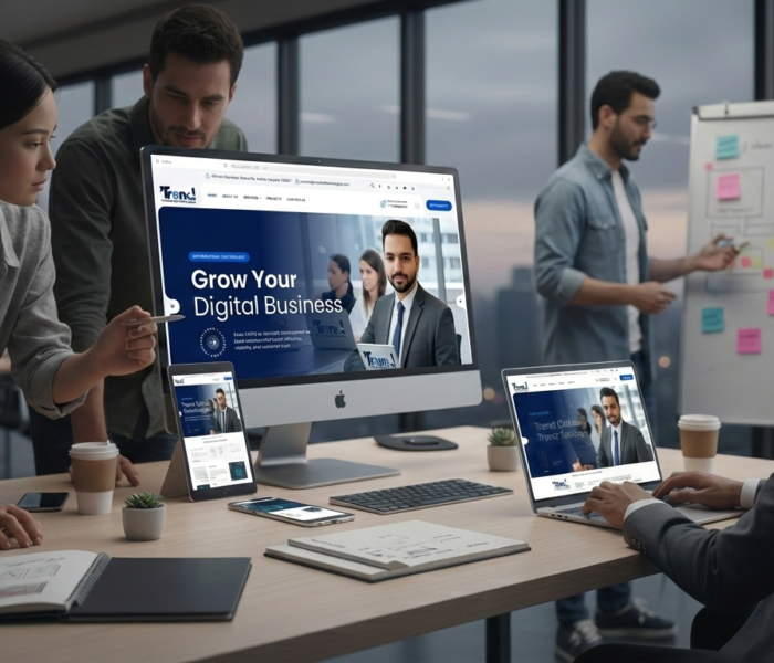 Trend Web Technologies team designing and reviewing a professional business website