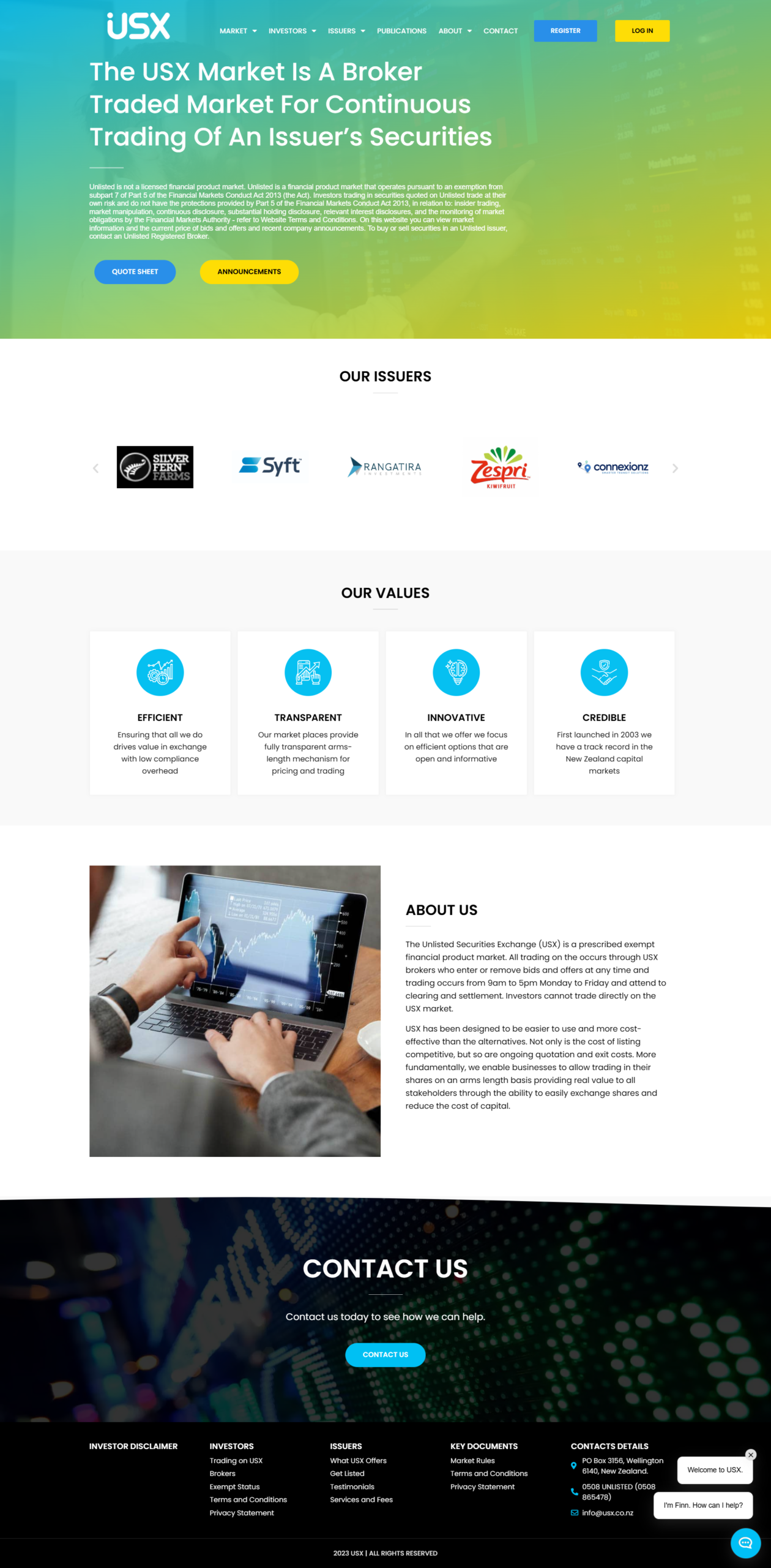 USX broker traded market website showcasing securities trading platform in New Zealand