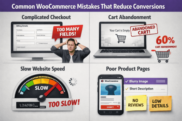 Complicated WooCommerce checkout process causing cart abandonment