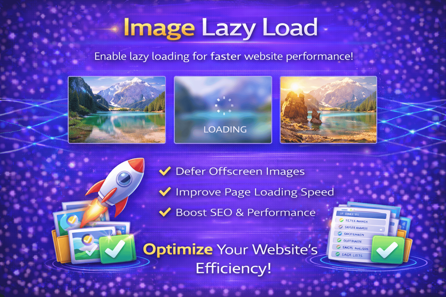 Image Lazy Load optimization tool demonstrating deferred image loading for faster website performance.
