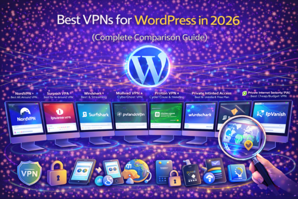 Best VPN services in 2026 comparison featuring NordVPN, ExpressVPN, Surfshark, Proton VPN, Private Internet Access, Windscribe, Mullvad, CyberGhost, Hide.me, IPVanish, PrivadoVPN, Hotspot Shield, Astrill VPN, AirVPN, and FastVPN with privacy and security visuals.