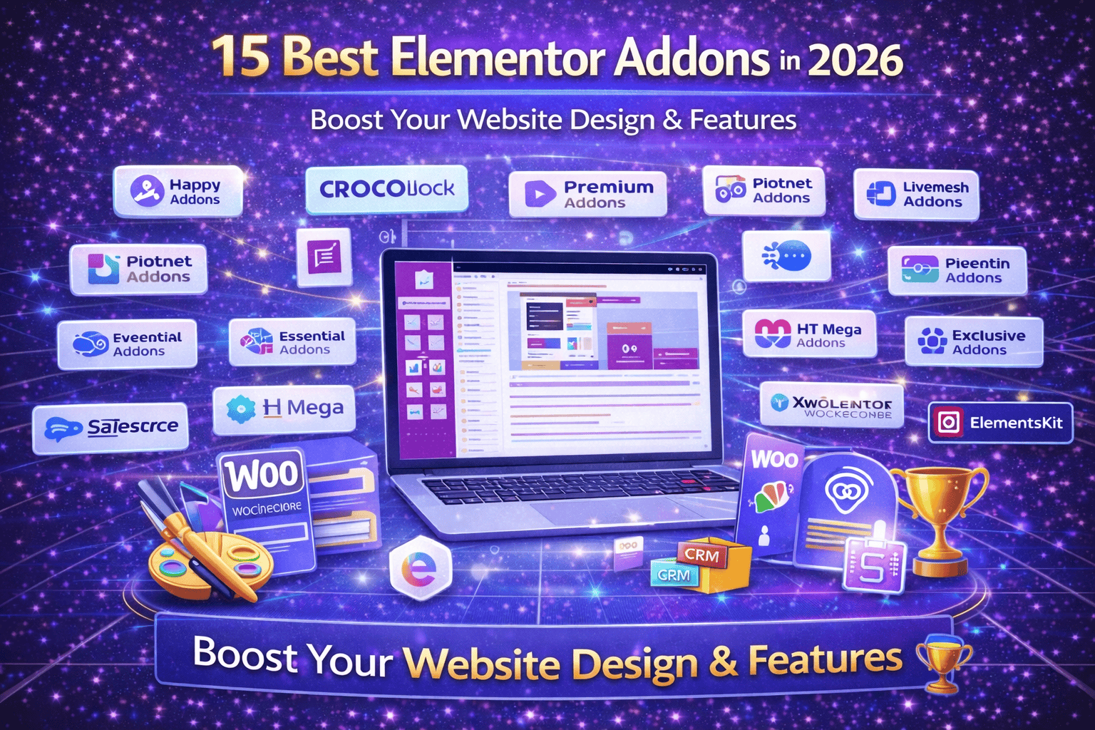 Best Elementor addons comparison showing Crocoblock, Happy Addons, ElementsKit, and Element Pack